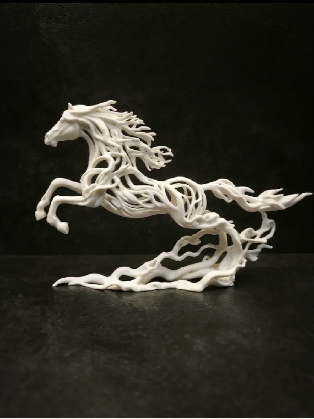 White Abstract Flowing Horse Sculpture - Home Art